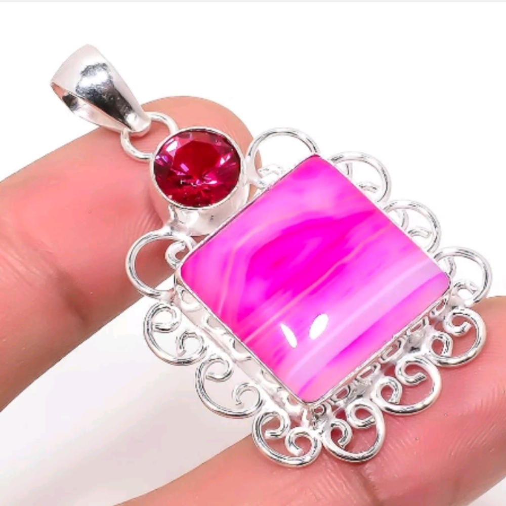 FINAL PRICE DROP! Pink Banded Agate Pendant